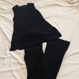 Black Sleeveless Knit Set